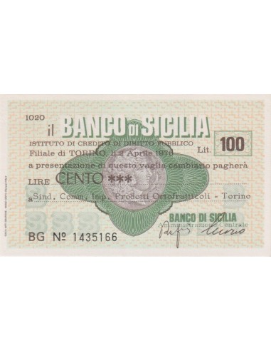 100 lire Sind. Comm. Imp. Prodotti Ortofrutticoli - Torino - 02.04.1976 - (BSIC21) FDS