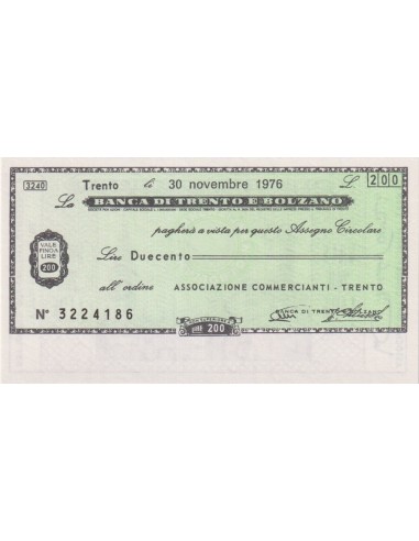 200 lire Associazione Commercianti - Trento  - 30.11.1976 - (BTB61) FDS