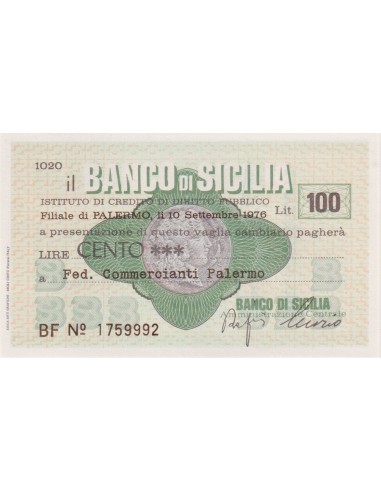 100 lire Fed. Commercianti Palermo - 10.09.1976 - (BSIC23) FDS