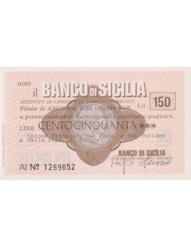 150 lire Un. Sindacati del Comm. e Turismo Prov. di Ancona - 25.10.1976 - (BSIC32) FDS