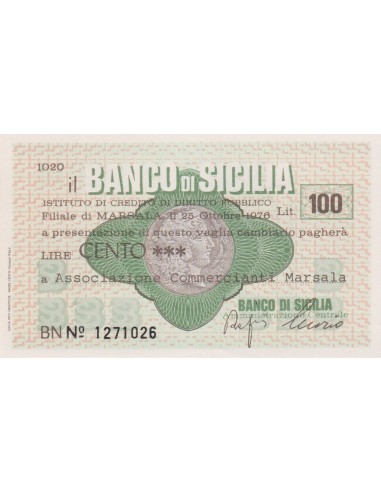 100 lire Associazione Commercianti Marsala - 25.10.1976 - (BSIC41) FDS