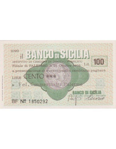 100 lire Fed. Commercianti Palermo - 25.10.1976 - (BSIC45) FDS