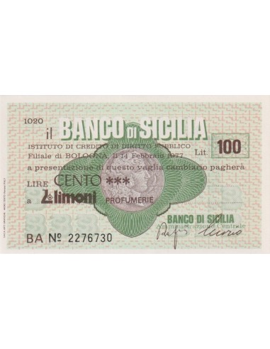 100 lire Limoni Profumerie - 14.02.1977 - (BSIC59) FDS