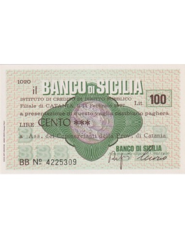 100 lire Ass. dei Commercianti della Prov. di Catania - 14.02.1977 - (BSIC62) FDS