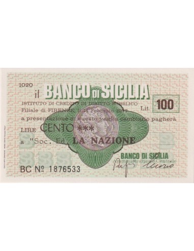 100 lire Soc. Ed. La Nazione - 14.02.1977 - (BSIC69) FDS