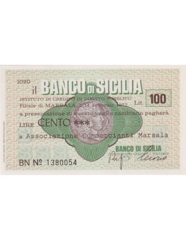 100 lire Associazione Commercianti Marsala - 14.02.1977 - (BSIC73) FDS