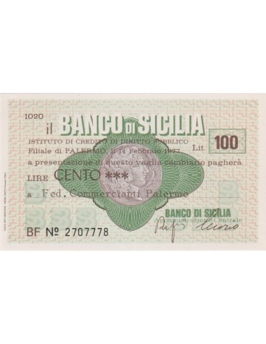 100 lire Fed. Commercianti Palermo - 14.02.1977 - (BSIC79) FDS