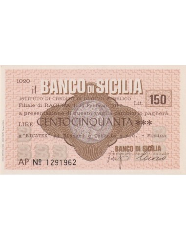 150 lire “Bicatex” di Biscari e Catania s.n.c. - Modica - 14.02.1977 - (BSIC84) FDS