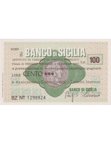 100 lire Associazione Commercianti - Termini Imerese - 14.02.1977 - (BSIC89) FDS