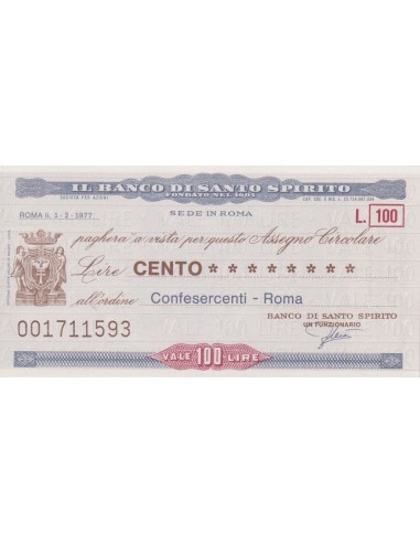 100 lire Confesercenti - Roma - 01.02.1977 - (BDSS5) FDS