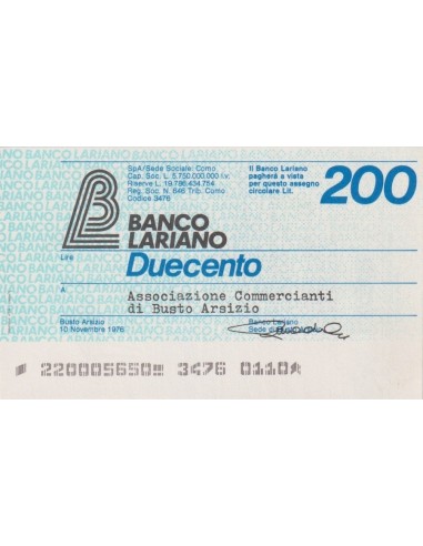 200 lire Associazione Commercianti di Busto Arsizio - 10.11.1976 - (BLAR5) FDS