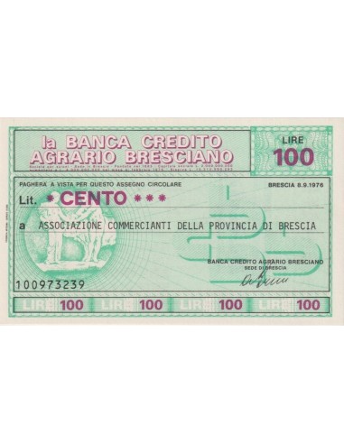 100 lire Associazione Commercianti  della Provincia di Brescia - 08.09.1976 - (BCAB2) FDS