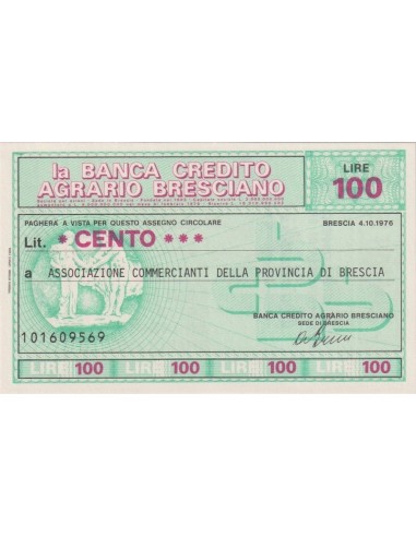100 lire Associazione Commercianti  della Provincia di Brescia - 04.10.1976 - (BCAB5) FDS