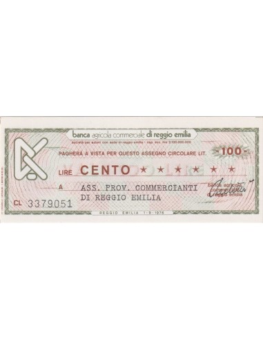 100 lire Ass. Prov. Commercianti di Reggio Emilia - 01.09.1976 - (BCRE3) FDS