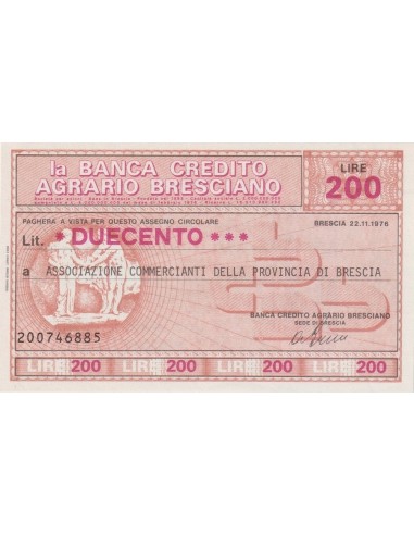 200 lire Associazione Commercianti  della Provincia di Brescia - 22.11.1976 - (BCAB22) FDS
