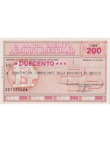 200 lire Associazione Commercianti  della Provincia di Brescia - 13.12.1976 - (BCAB23) FDS