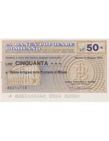 50 lire Unione Artigiani della Provincia di Milano - 10.05.1977 - (BPM8) FDS