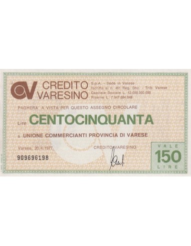 150 lire Unione Commercianti Provincia di Varese - 20.04.1977 - (CRVA21) FDS