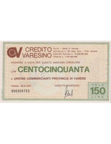 150 lire Unione Commercianti Provincia di Varese - 28.06.1977 - (CRVA23) FDS