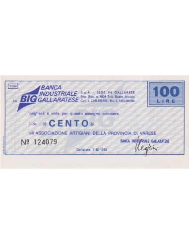 100 lire Associazione Artigiani della Provincia di Varese - 01.12.1976 - (BIG1) FDS
