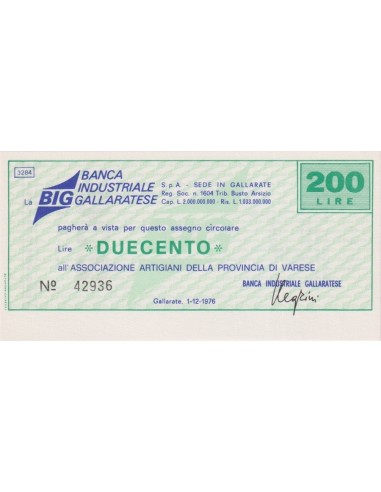 200 lire Associazione Artigiani della Provincia di Varese - 01.12.1976 - (BIG9) FDS