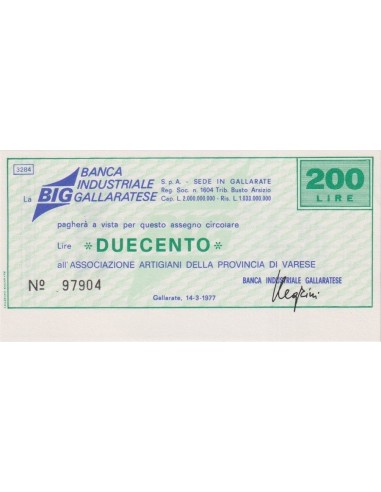 200 lire Associazione Artigiani della Provincia di Varese - 14.03.1977 - (BIG12) FDS