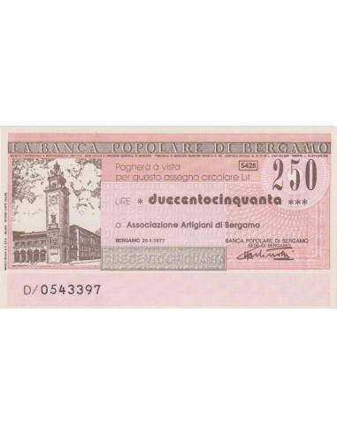 250 lire Associazione Artigiani di Bergamo - 26.01.1977 - (BPB16) FDS