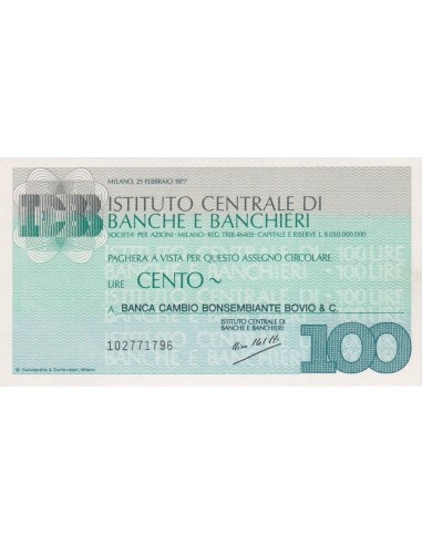 100 lire Banca Cambio Bonsembiante Bovio & C. - 25.02.1977 - (ICBB5) FDS