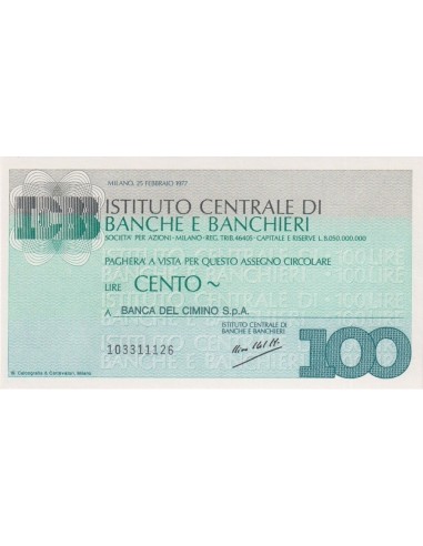 100 lire Banca del Cimino S.p.A. - 25.02.1977 - (ICBB6) FDS