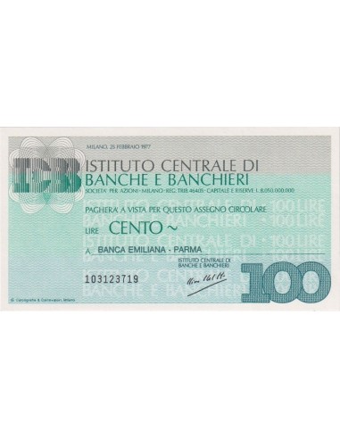 100 lire Banca Emiliana - Parma - 25.02.1977 - (ICBB7) FDS