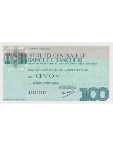 100 lire Banca Rasini S.p.A. - 25.02.1977 - (ICBB8) FDS