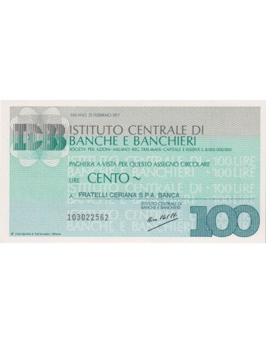100 lire Fratelli Ceriana S.p.A. Banca - 25.02.1977 - (ICBB11) FDS