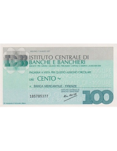 100 lire Banca Mercantile - Firenze - 07.03.1977 - (ICBB14) FDS
