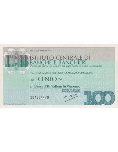 100 lire Banca F.lli Vallone fu Vincenzo - 17.03.1977 - (ICBB18) FDS