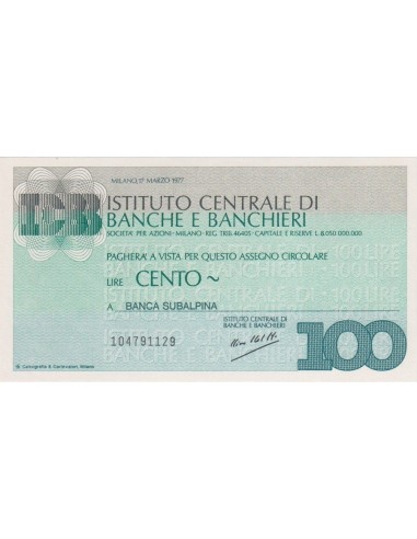 100 lire Banca Subalpina - 17.03.1977 - (ICBB20) FDS