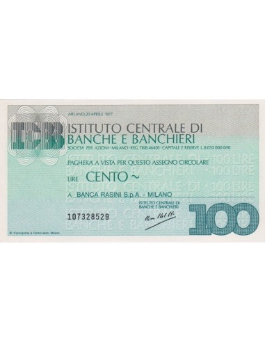 100 lire Banca Rasini S.p.A. - Milano - 20.04.1977 - (ICBB22) FDS