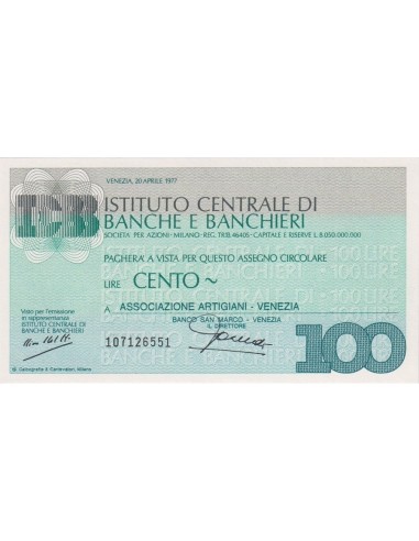 100 lire Associazione Artigiani - Venezia - 20.04.1977 - (ICBB23) FDS