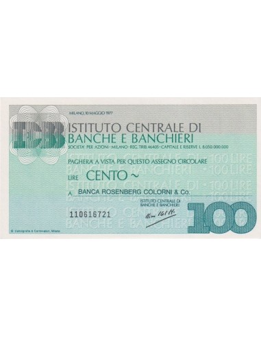 100 lire Banca Rosenberg Colorni & Co. - 10.05.1977 - (ICBB37) FDS
