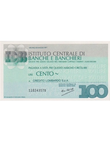 100 lire Credito Lombardo S.p.A. - 10.05.1977 - (ICBB38) FDS