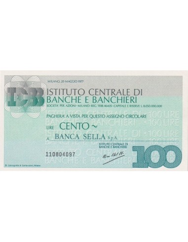 100 lire Banca Sella S.p.A. - 20.05.1977 - (ICBB46) FDS