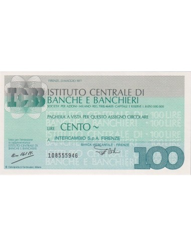 100 lire Intercambio S.p.A. Firenze - 23.05.1977 - (ICBB48) FDS