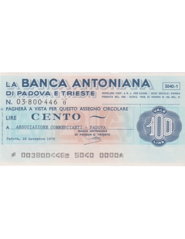 100 lire  Associazione Commercianti - Padova - 15.11.1976 - (BAPT2) FDS
