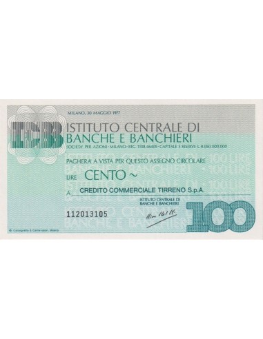 100 lire Credito Commerciale Tirreno S.p.A. - 30.05.1977 - (ICBB51) FDS
