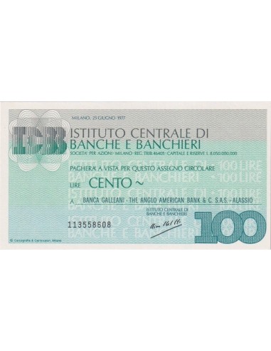 100 lire Banca Galleani - The Anglo American Bank & C. s.a.s. - 25.06.1977 - (ICBB54) FDS