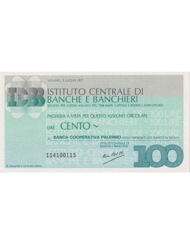 100 lire Banca Coop. Palermo - 05.07.1977 - (ICBB60) FDS
