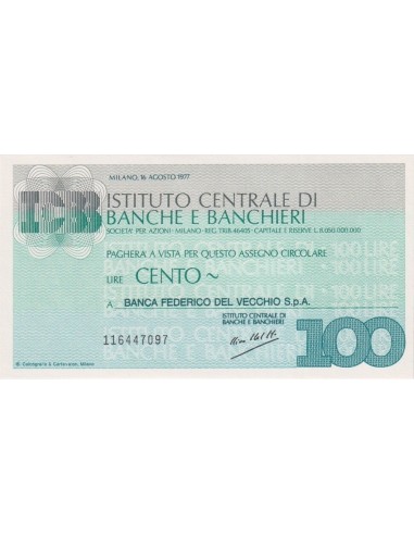 100 lire Banca Federico Del Vecchio S.p.A. - 16.08.1977 - (ICBB68) FDS