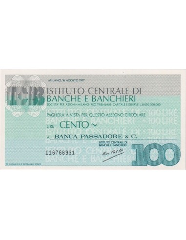 100 lire Banca Passadore & C. - 16.08.1977 - (ICBB69) FDS