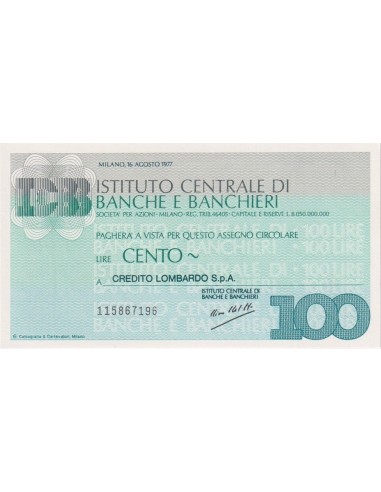 100 lire Credito Lombardo S.p.A. - 16.08.1977 - (ICBB73) FDS