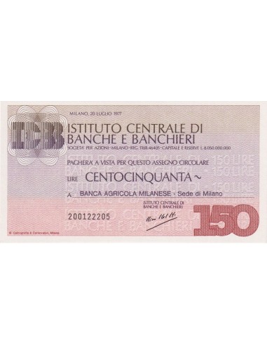150 lire Banca Agricola Milanese - sede di Milano - 20.07.1977 - (ICBB74) FDS