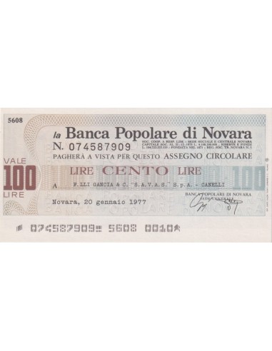 100 lire F.lli Gancia & C. “S.A.V.A.S.” S.p.A. - Canelli - 20.01.1977 - (BPN26) FDS